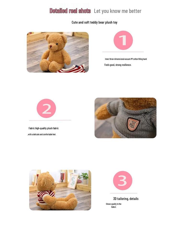 Large Cute Teddy Bear Plush Toy - Perfect for Weddings, Claw Machines, or Gifting