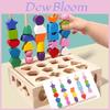 Wooden Five Column Building Block Bead Set For Kids Educational Brain Development Toy