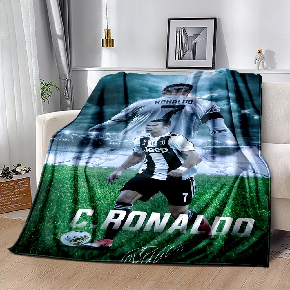 Ronaldo's Soccer Player Celebration Blanket Durable Comfort Suitable for Bed Office Chair Couch Four Seasons Universal Playful Design