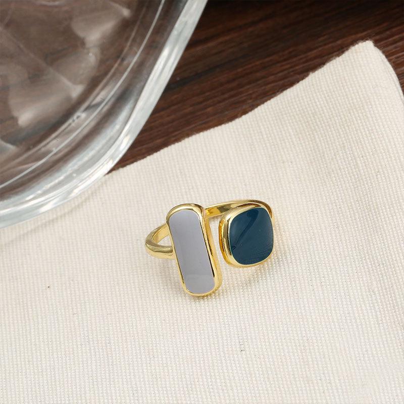 Colorful Glaze Retro Adjustable Korean-Japanese Ring - Trendy Hip Hop Index Finger Accessory for Women