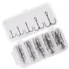 50Pcs Round Bend Treble Hook Set High Carbon Steel Fishing Hook High Carbon Steel Heavy Duty Fishing Tackle Set with Box