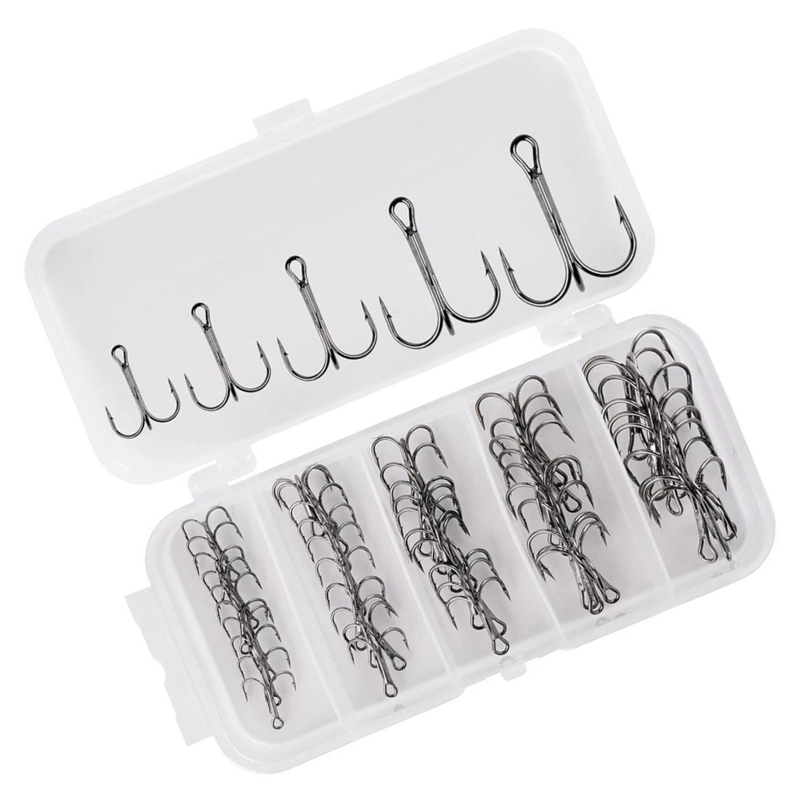 

50Pcs Round Bend Treble Hook Set High Carbon Steel Fishing Hook High Carbon Steel Heavy Duty Fishing Tackle Set with Box 1