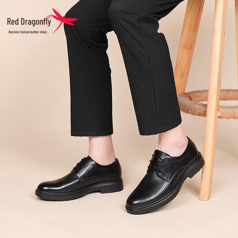 Red Dragonfly Men's Breathable Leather Formal Casual Summer Shoes