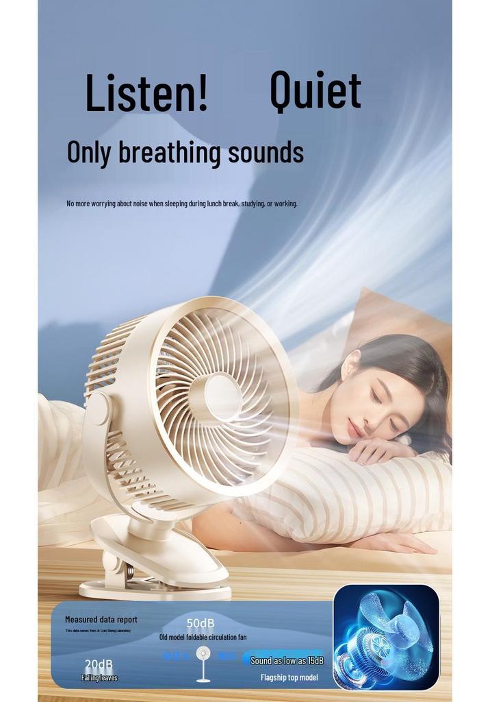 Portable USB Rechargeable Clip Fan - Powerful Large Wind Circulation for Desktop and Home Use
