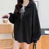 Navava Women Ribbon Collar Long Sleeve Sweatshirt Nt2967