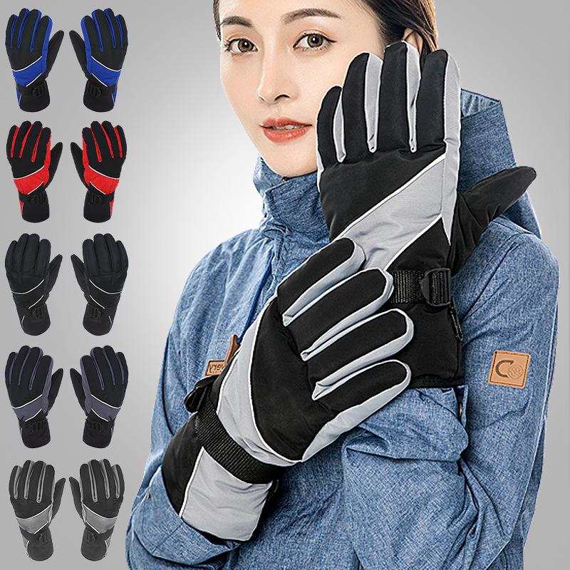Winter motorcycle bicycle warm riding gloves men's and women's outdoor sports velvet windproof mountaineering ski gloves