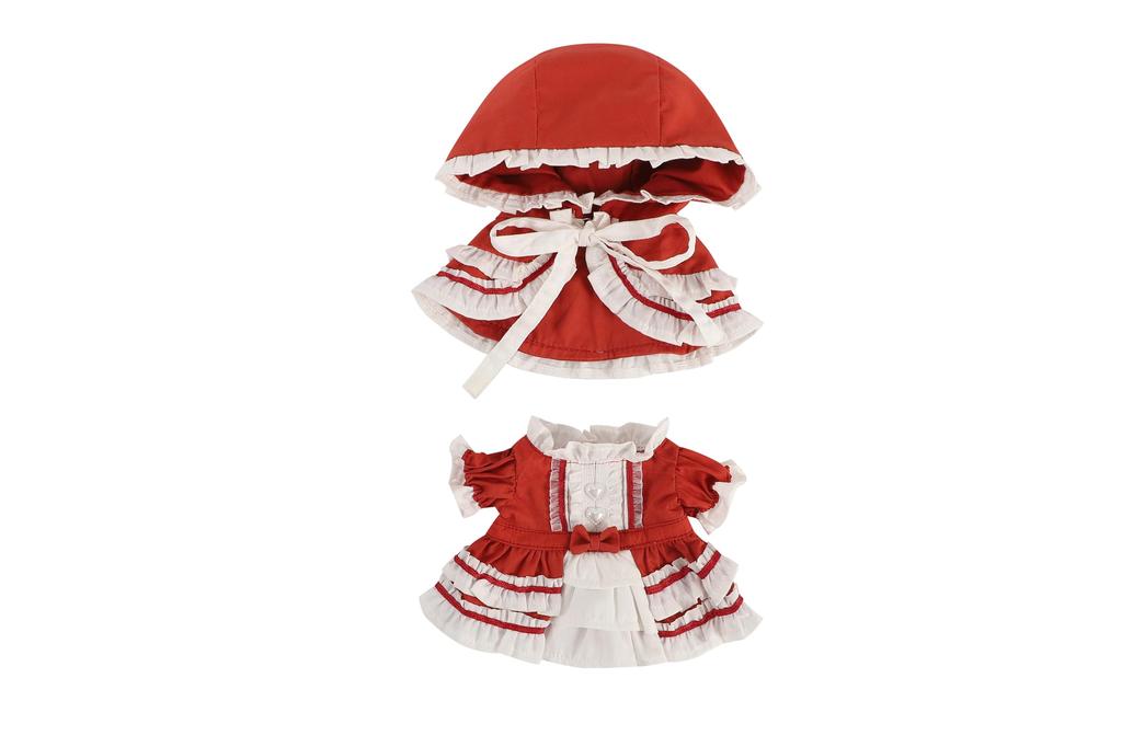 AXLUCE Plush Clothes - 20cm Lolita Hooded Cape Doll (Red)