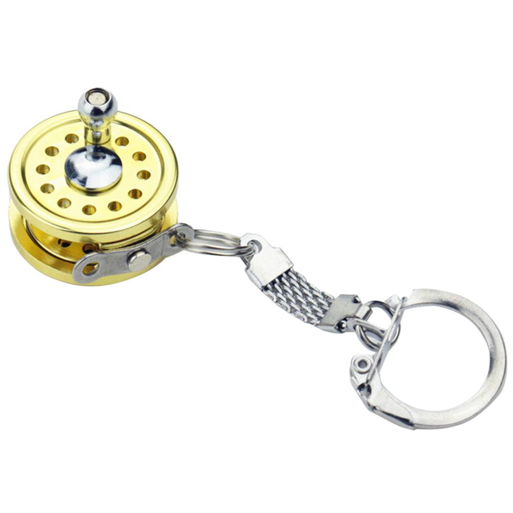 1pc Alloy Fishing Reel Drum Pendant Keychain Miniature Sea Fishing Spinning Wheel Miniature Trolling Reels Drum Wheel Key Chain