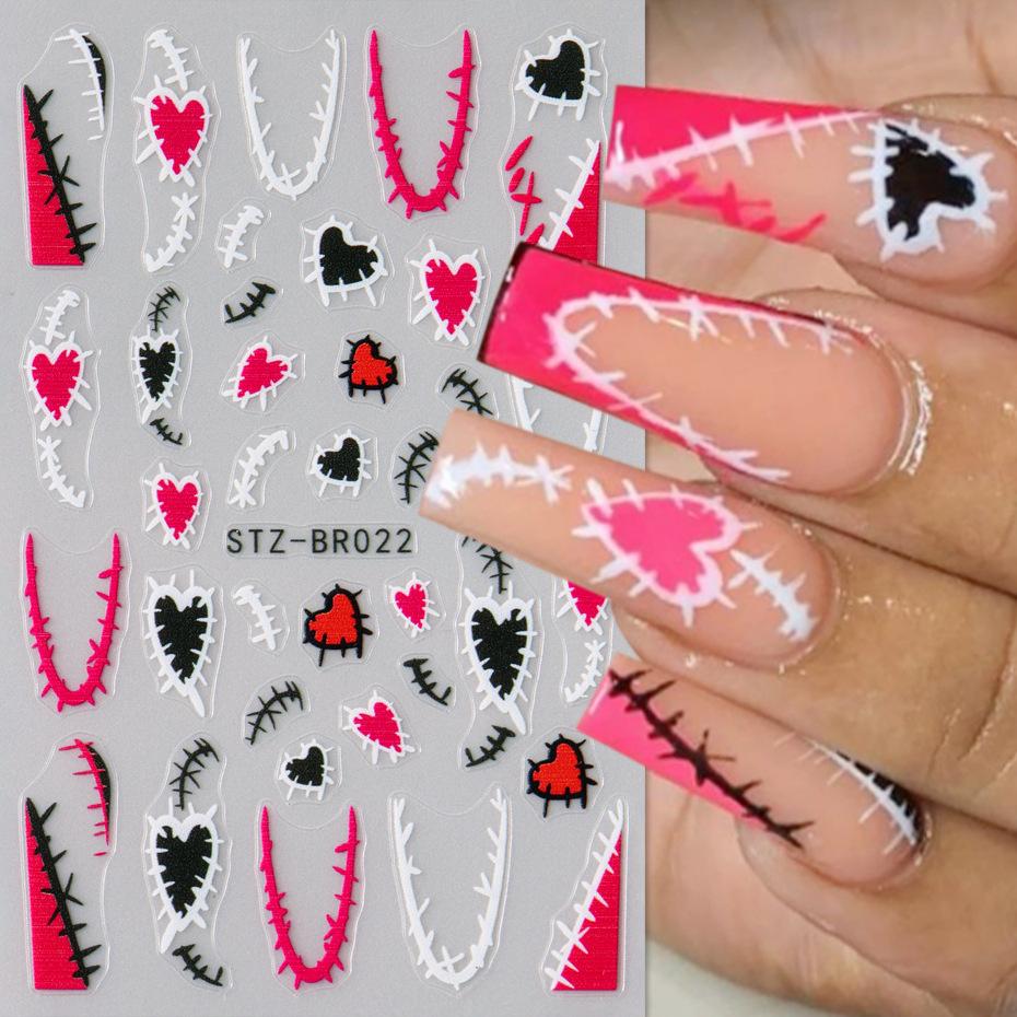 Nail Art Stickers, Valentine'S Day French Thorn Line Patches, Love Thin And Tough Nail Stickers