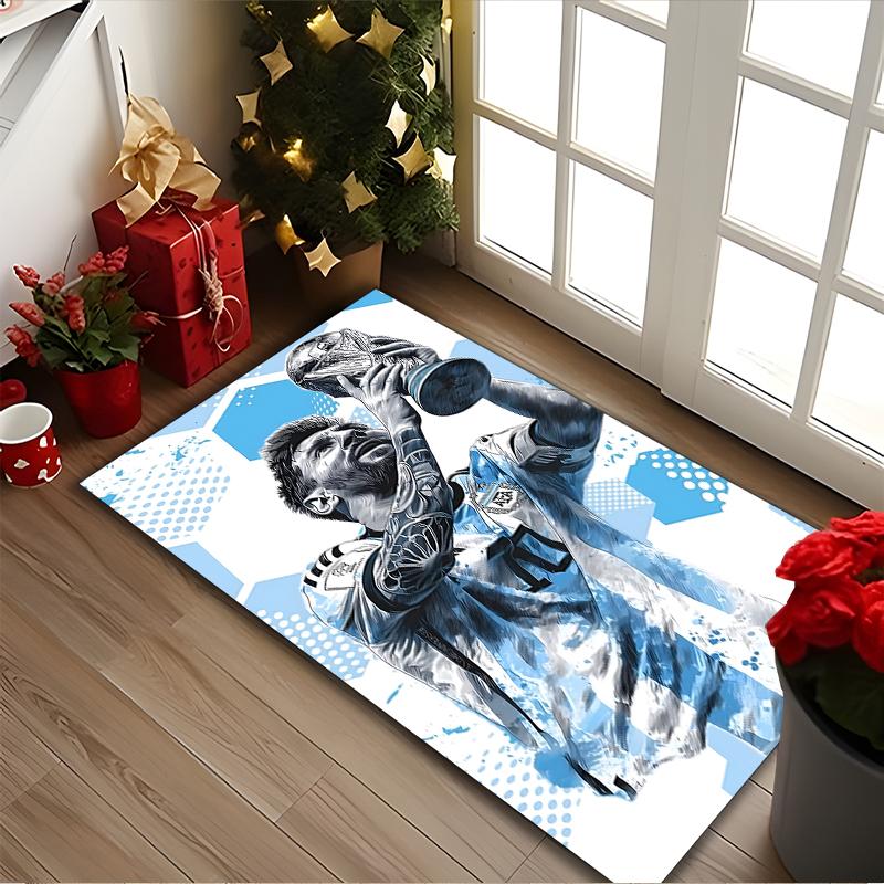 1pc Football Star Messi Printed Chair Rug for Home Office Use, Living Room Kitchen Game Room Area Carpet