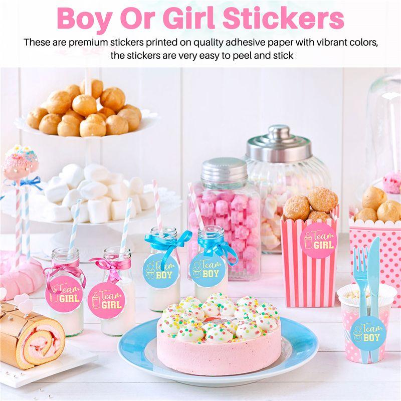 Good-48 Pieces Gender Reveal Stickers Games Team Boy & Team Girl Perfect Gender Reveal Party Supplies Boy And Girl Stickers