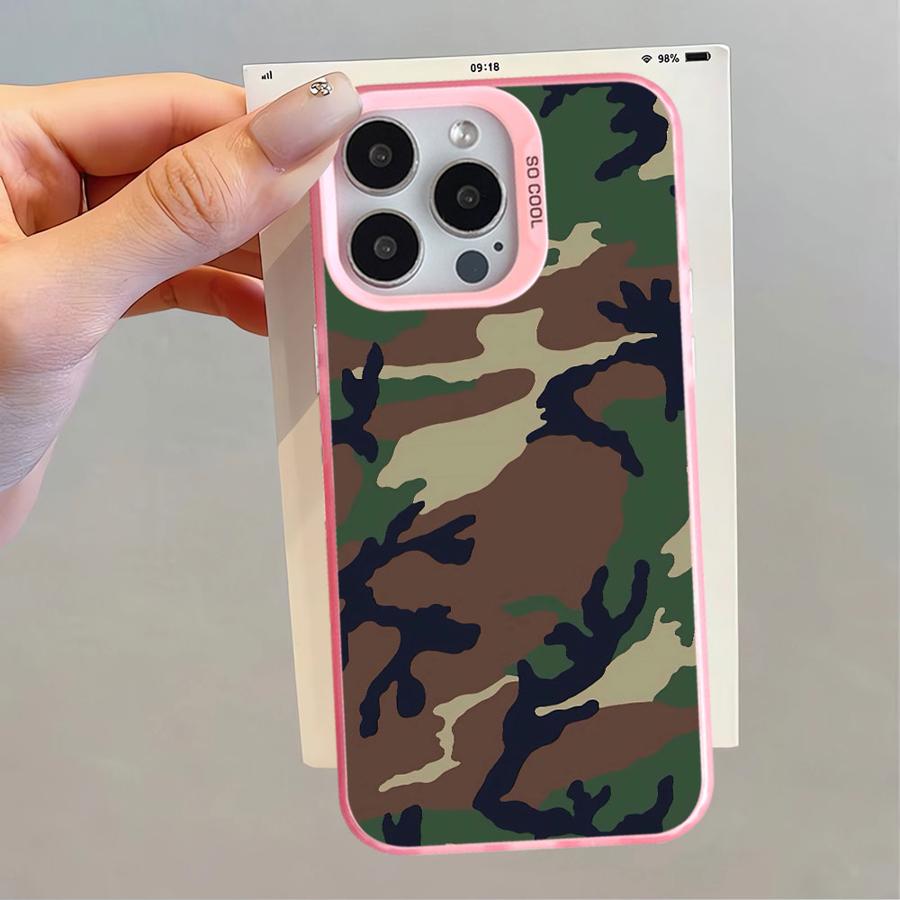 Case for iPhone 11 12 13 Pro Max 14 15 16 Plus 16e Soft Cover Camouflage Pattern