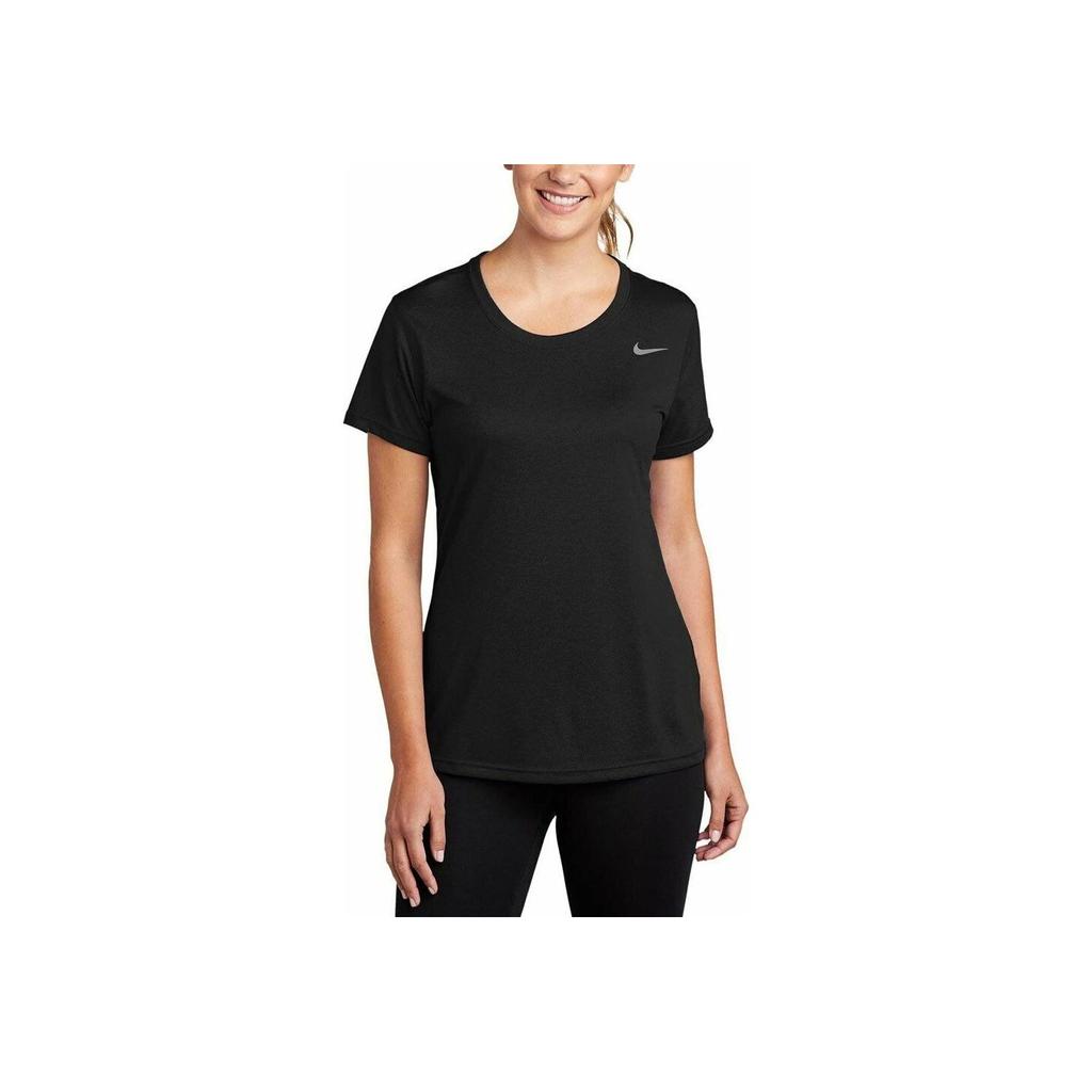 Nike Logo Print Crew Neck Pullover Casual Short Sleeve T-Shirt Women Tops Black CU7599-010