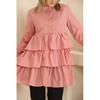 Women's Layered Sleeves Elastic Buttoned Tunic