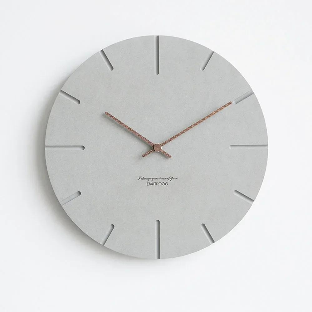 12 Inch Nordic Wall Clock Modern Creative Clock Minimalist Living Room Hanging Clock Bedside Mute Wood Home Decor E6G8G8