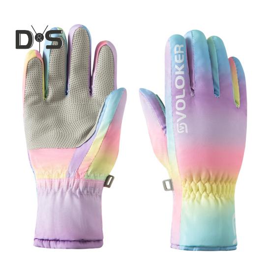 

Зимние горнолыжные перчатки для детей, водоотталкивающие ветрозащитные перчатки для снега с боковой молнией, термостойкие противоскользящие перчатки для велоспорта и катания на лыжах M