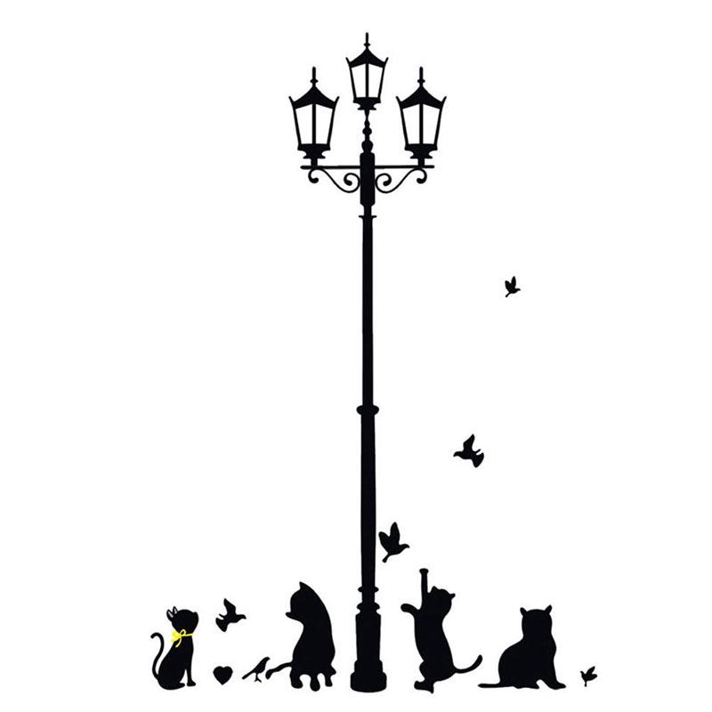 Quality Home Decor Wallpaper Pvc Wall Stickers With Cartoon Animal Butterfly And Cat Design**