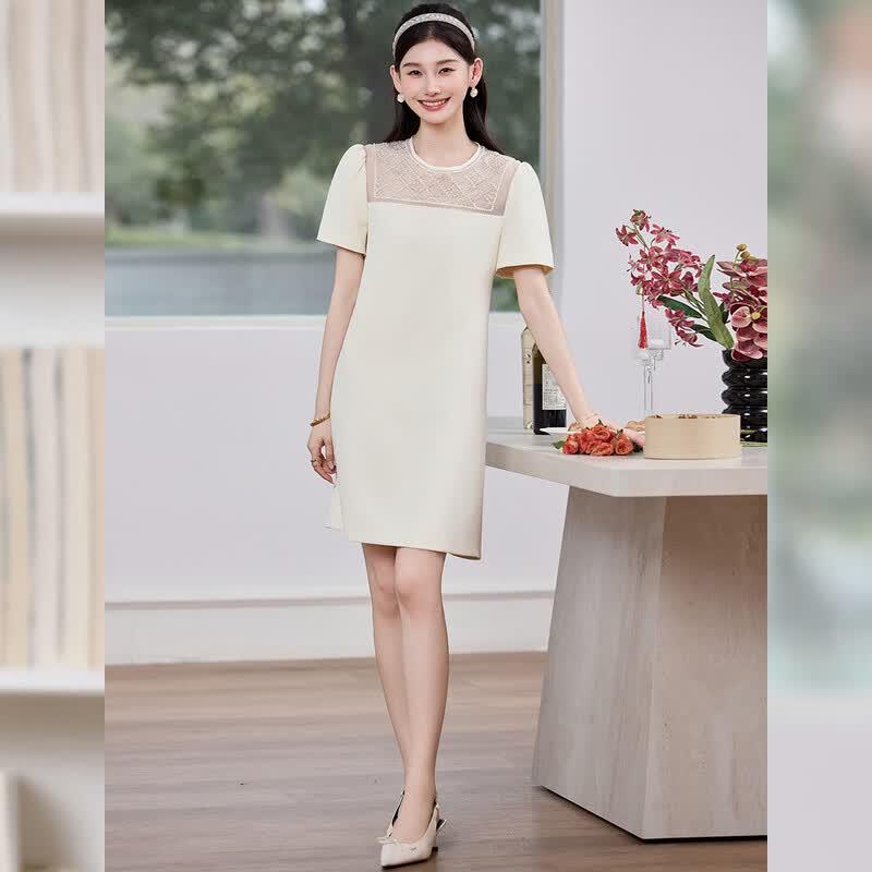 Bailuyu Beaded Spliced A-Line Mini Dress