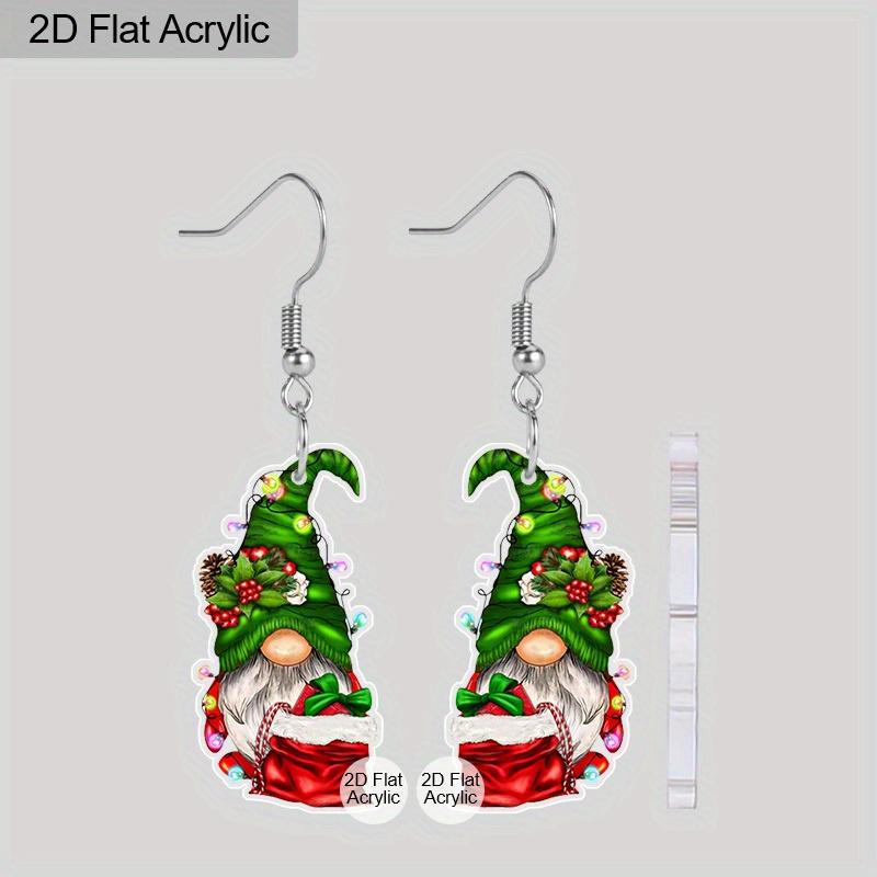 

Плоские 2D подарочные пакеты, серьги-подвески с гномами, легкий акриловый материал, подходят для женщин, идеально подходят для подарков на вечеринку, украшений и рождественских подарков. зелёный