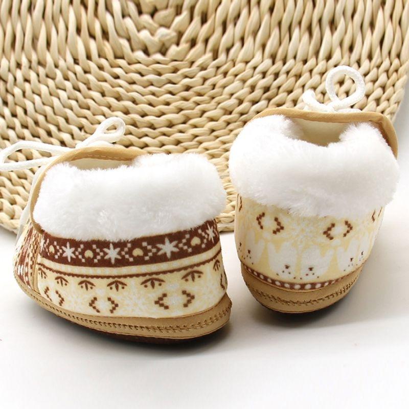 Baby First Walkers Winter Soft Soled Cotton Fabric Toddler Keep Warm Print Shoes