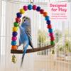 Colorful Design Bird Swing Toy With Bells Hanging Design Bird Cage Hammock Wooden Perch Finch Swing Toy Cage Accessories