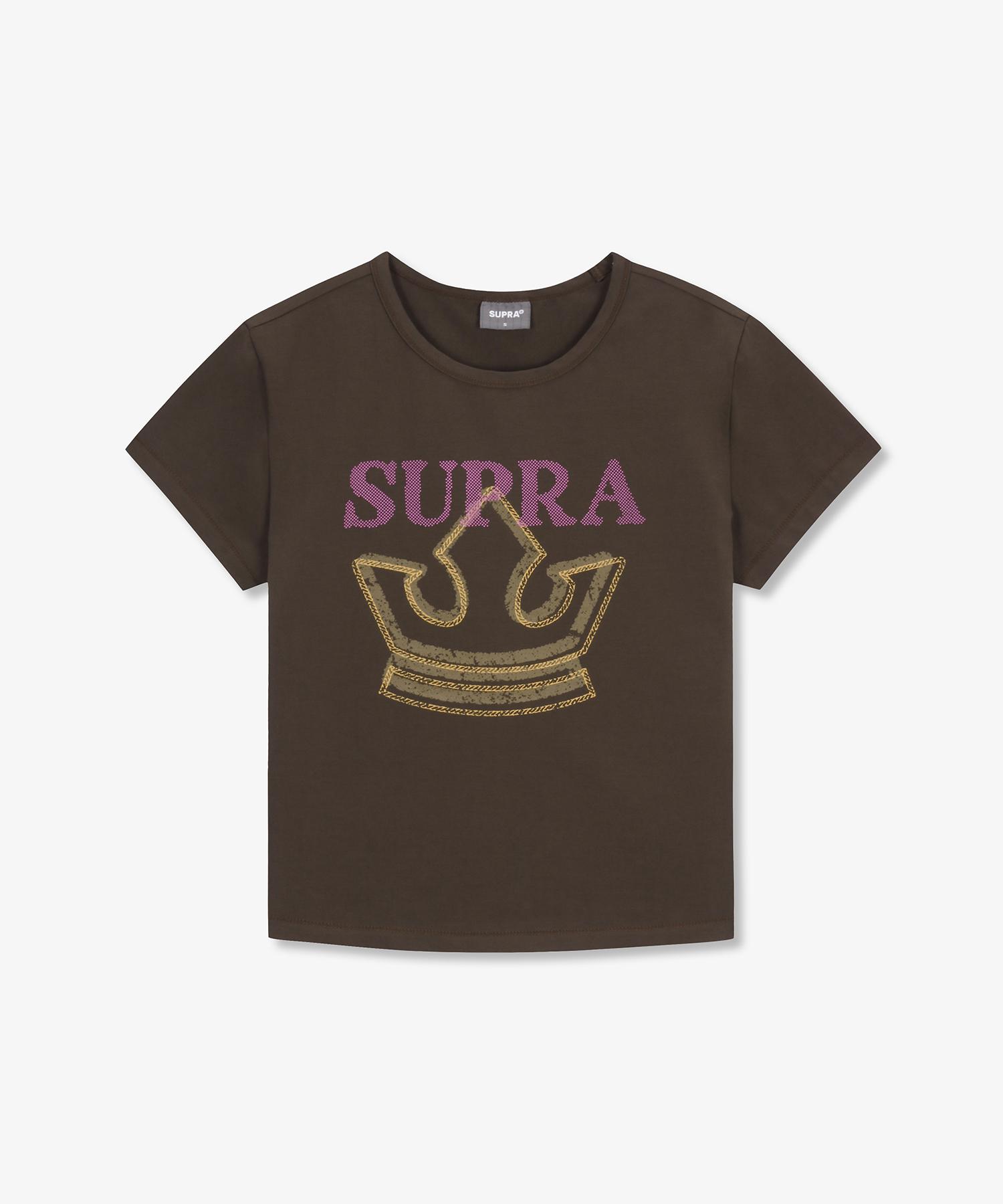 Supra Women S Crown Logo Point Crop T-Shirt (Brown) Mgs/L