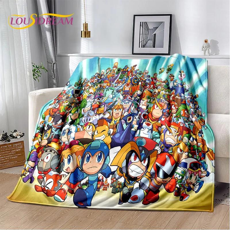 Retro Cartoon Rockman Mega Man Spel Zachte Dekens, Houd Warm Plaid Comfortabele Deken voor Picknick Bedden Bank Huis Slaapkamer