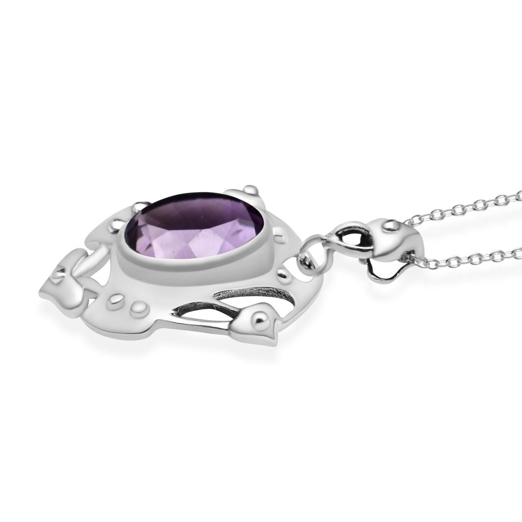 Pietre prețioase ametist naturale 925 argint Sterling Arts and Crafts Colier cu design Toadstool pentru femei și fete