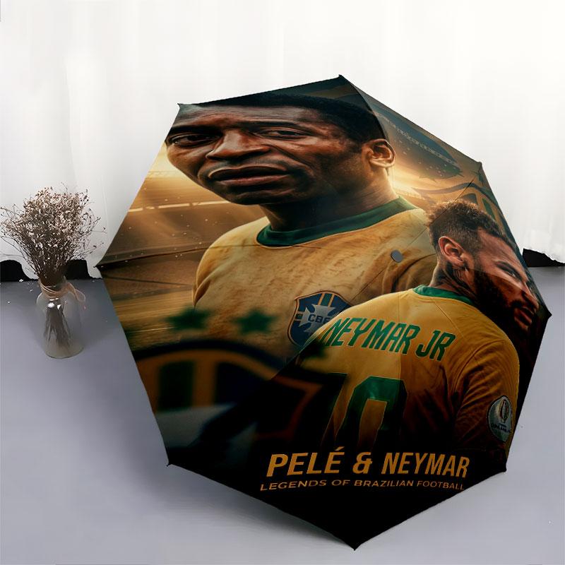 1 PC Automatic Folding Umbrella - Brazil National Football Team Pattern, Portable & Foldable Design with 8 Ribs, Christmas Birthday Gifts