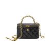 Gesteppte Lammleder Mini-Box Crossbody-Tasche Damen Kettenriemen Oberer Griff Handtasche