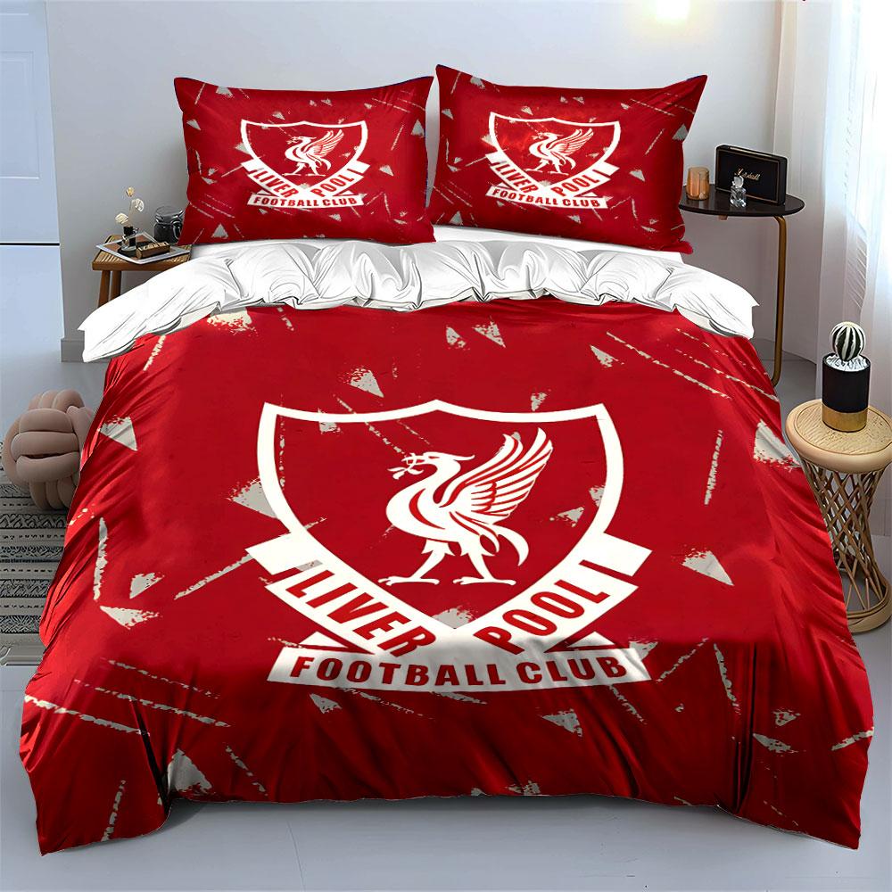 Biancheria da letto rossa del Liverpool Football Club Set Copripiumino Copripiumino Federe (1 * Copripiumino 2 * Federe, senza piumino)