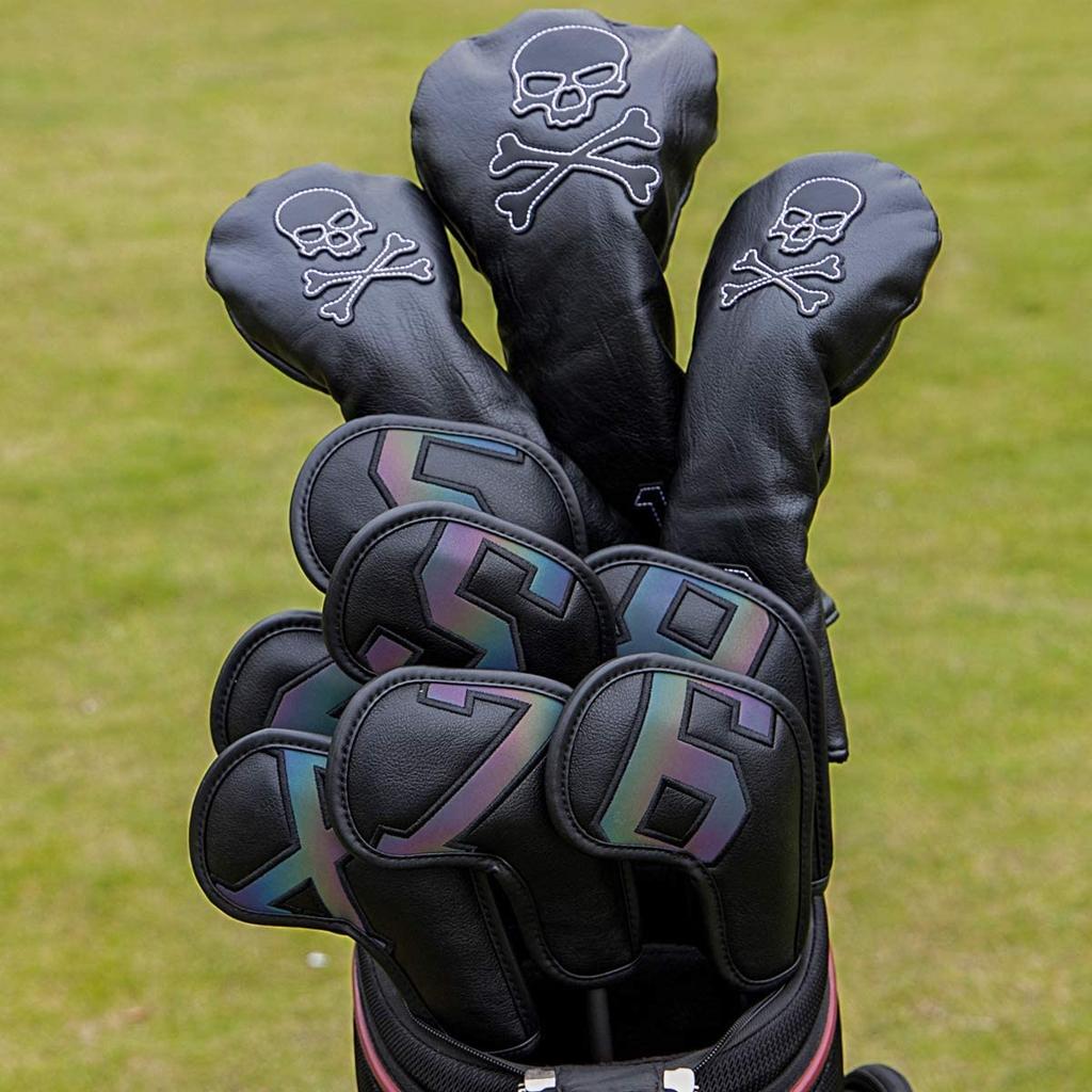 Husă pentru fier de golf, husă pentru cap, piele sintetică, funcție retroreflectorizantă, elegantă, 10 bucăți (03)