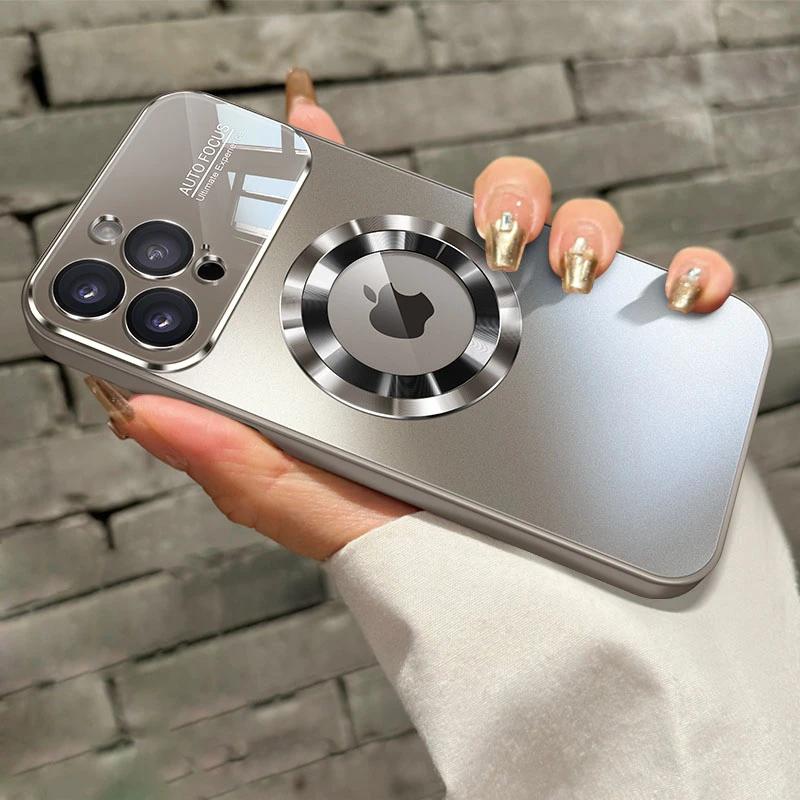 

Роскошный большой матовый чехол для телефона iPhone 15 13 14 15 Pro Max Plus, противоударный защитный чехол для объектива ПК For iPhone 15 серый