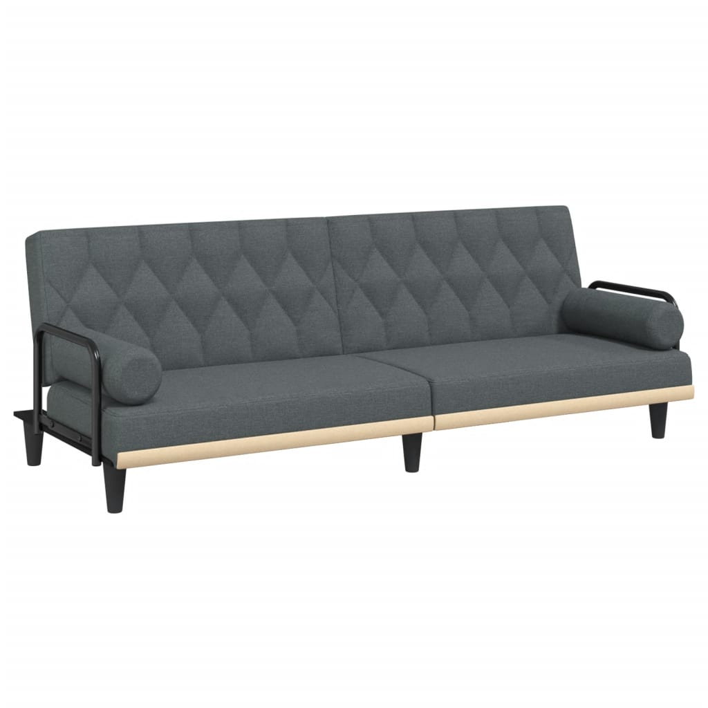 Vidaxl Foldable Sofa With Armrests, Dark Grey, Upholstered