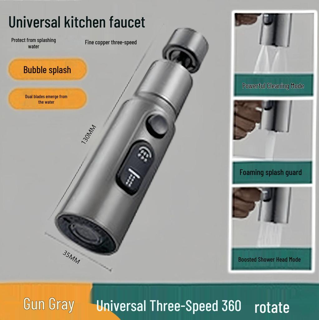 Universal Swivel Kitchen Faucet with Anti-Splash Extension for Vegetable Washing