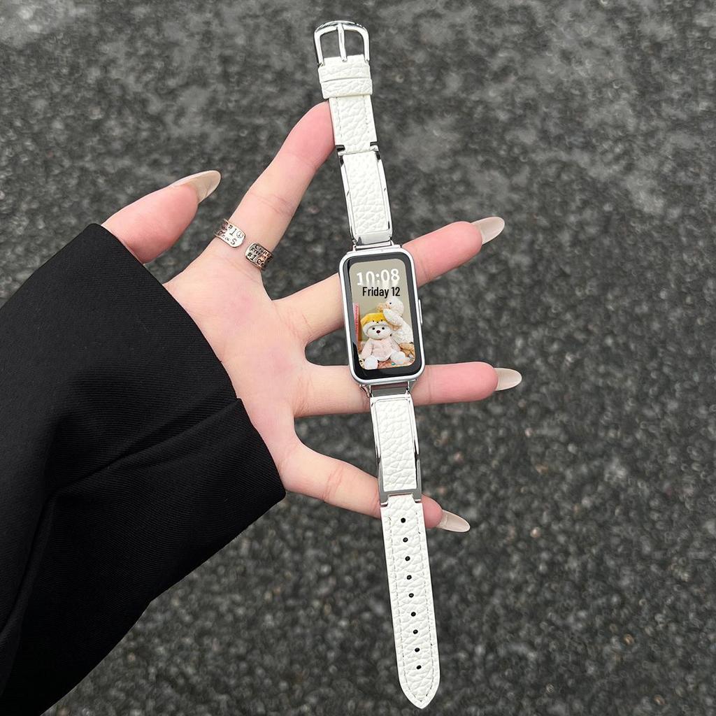 Elegant Metal & Leather Wristband for Huawei Band 11 Pro - Fits 9/8 NFC, 10th Gen, Women's High-end Style