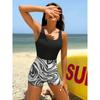 Womens One Piece High Waist Conservative Sports Swimsuit For Beach Swimming