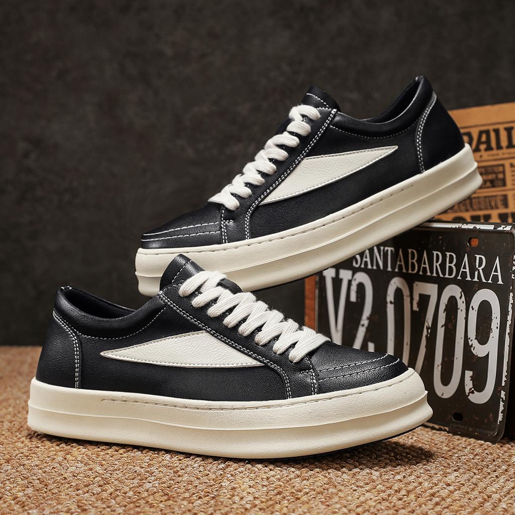 Fashion Men's Low Top Leather Sneakers Outdoor Casual Shoes