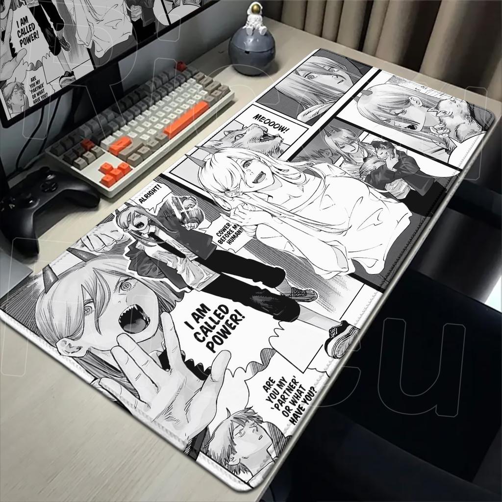 Kawaii Anime Girls Reze Mousepad XXL Laptop Gamer Non-slip Desk Mat 900x400mm Comic Style Chainsaw Man Office Speed Keyboard Pad