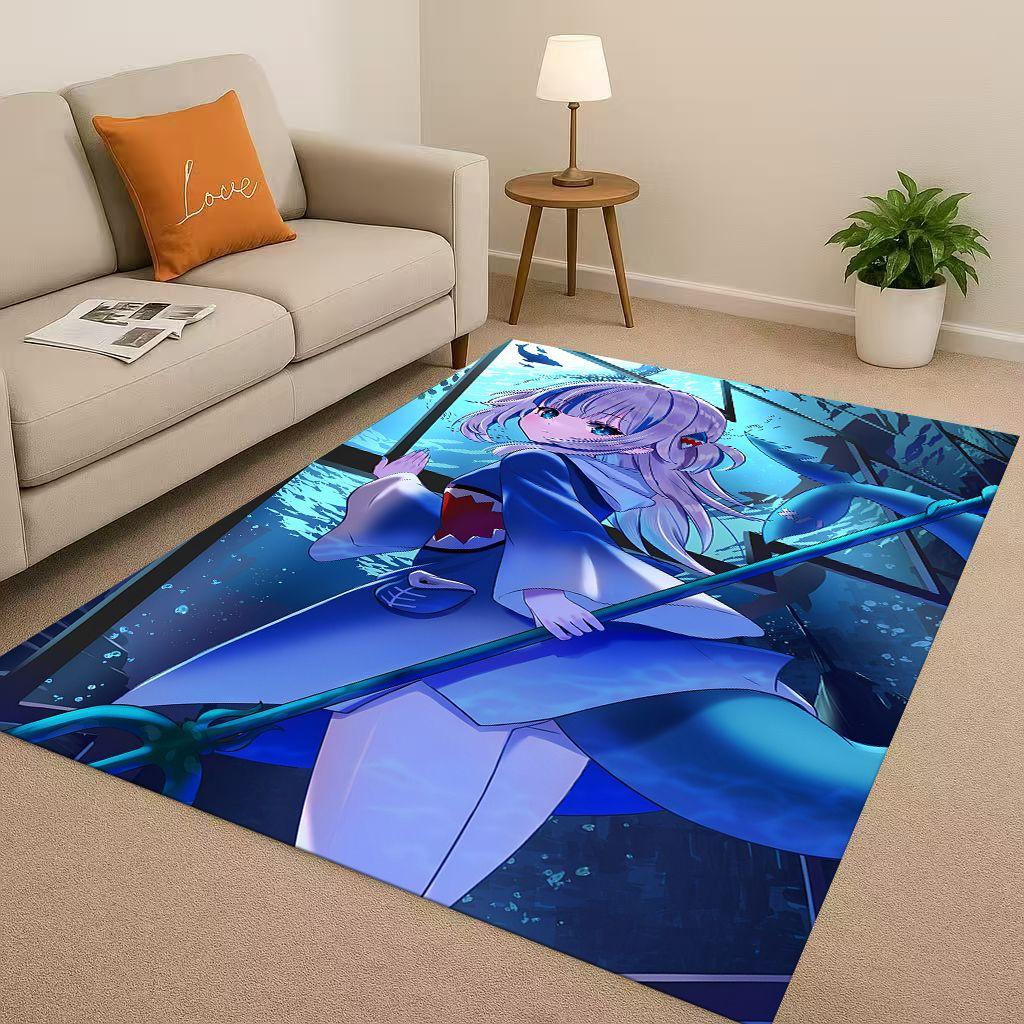 Anime Gawr Gura Hololive Cartoon Cute Girl Living Room Non Slip Area Rug Carpet for Bedroom Playroom Sofa,Home Decor Doormat