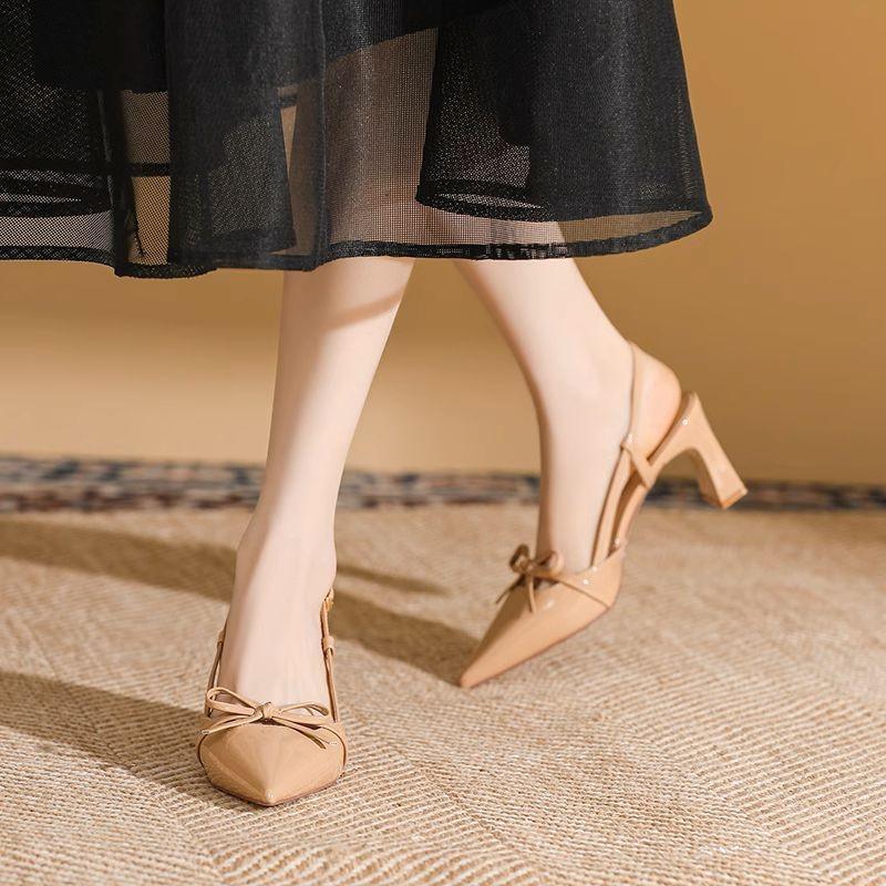 

Fashion Women s Spring New Bow Designer Stiletto Sandals 2025 Daily Casual Comfortable Shallow Mouth Slip-On Ladies Closed Toe Slippers 35 абрикосовый