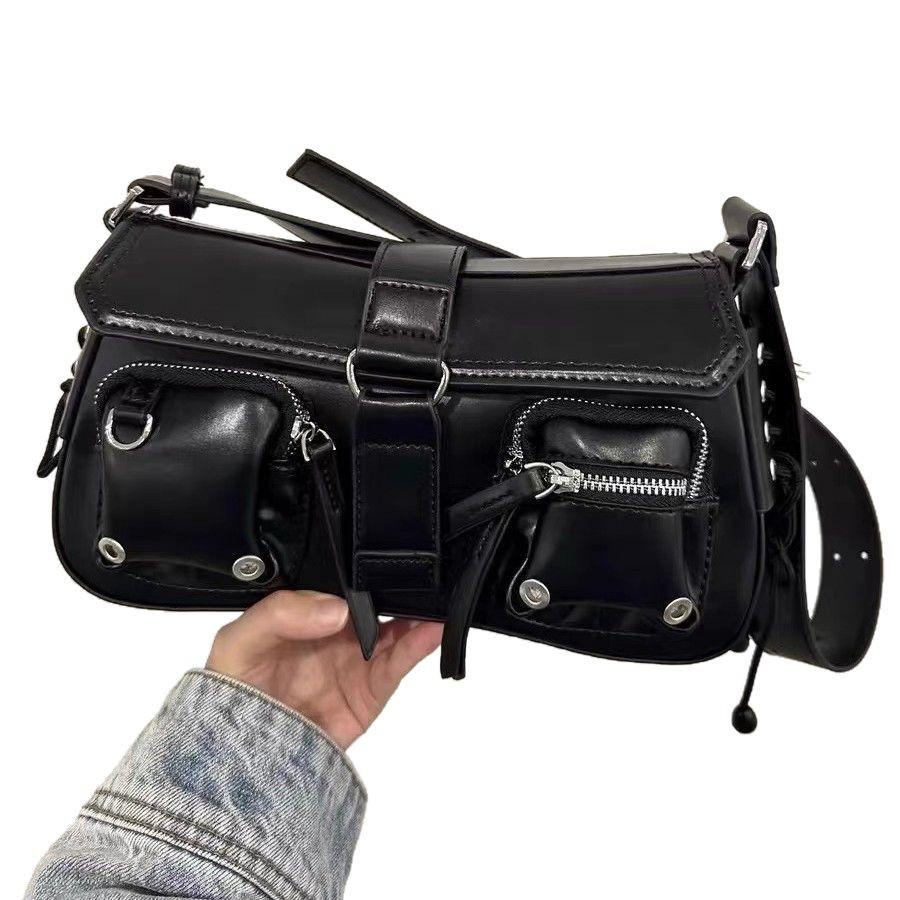 Trendy Textured Underarm Motorcycle Baguette Bag for Women 2025 – Versatile Crossbody and Shoulder Design