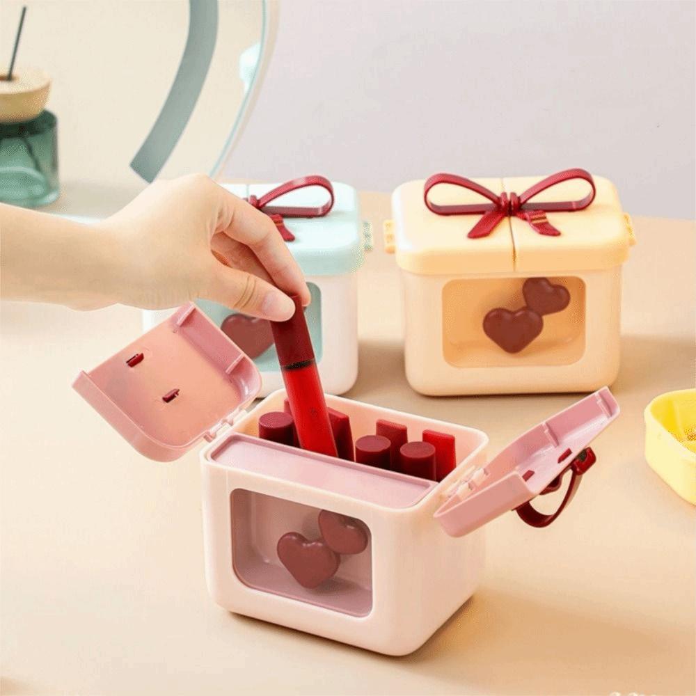 Dopamine Bowknot Lipstick Storage Box Dust-Proof Makeup Organizer Exquisite Gift Box  Storage Gifts