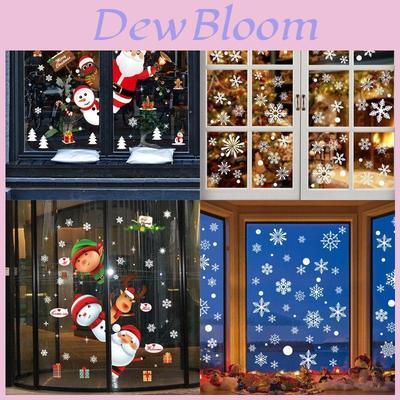 Colorful Christmas Stickers Featuring Santa Claus And Reindeer For Festive Window Displays