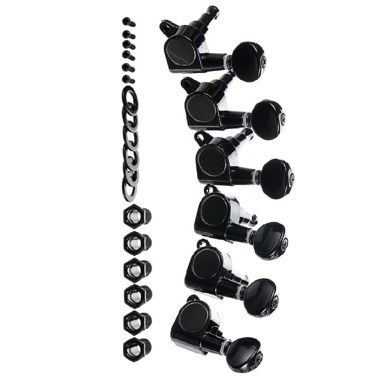 Set of 6 Acoustic Electric Guitar Tuners with Installation Screws and Bushings Suitable for 10mm Left Hand Peg Holes