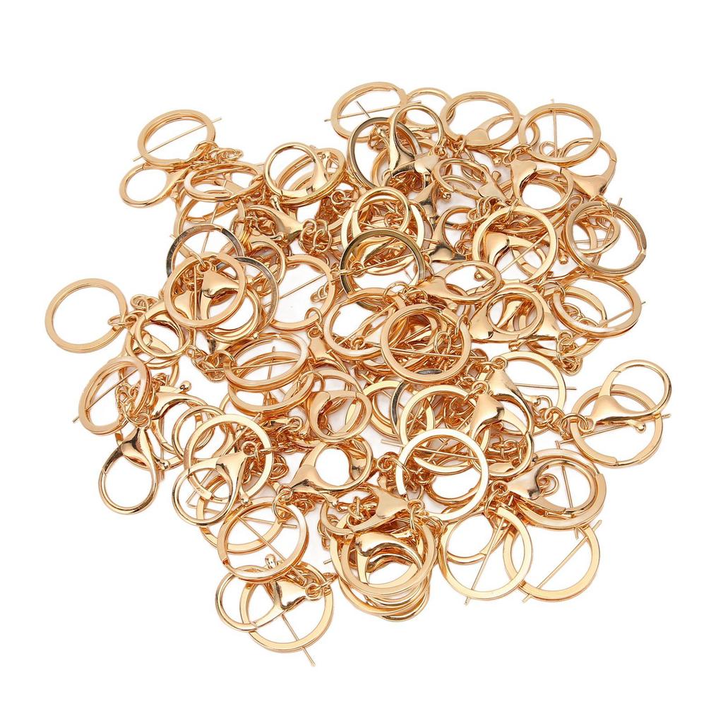 50pcs Link Clasp Keychain Hook Accessory Golden Extension Link Lobster Clasp for Car Key