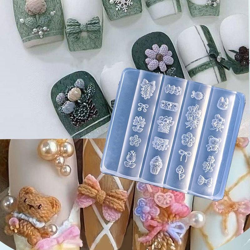 3D Fruit Silicone Nail Mold Sweet Flower Petals Fairy Nails Templates Diy Nail Art Decor Manicure Template For Nail Charms
