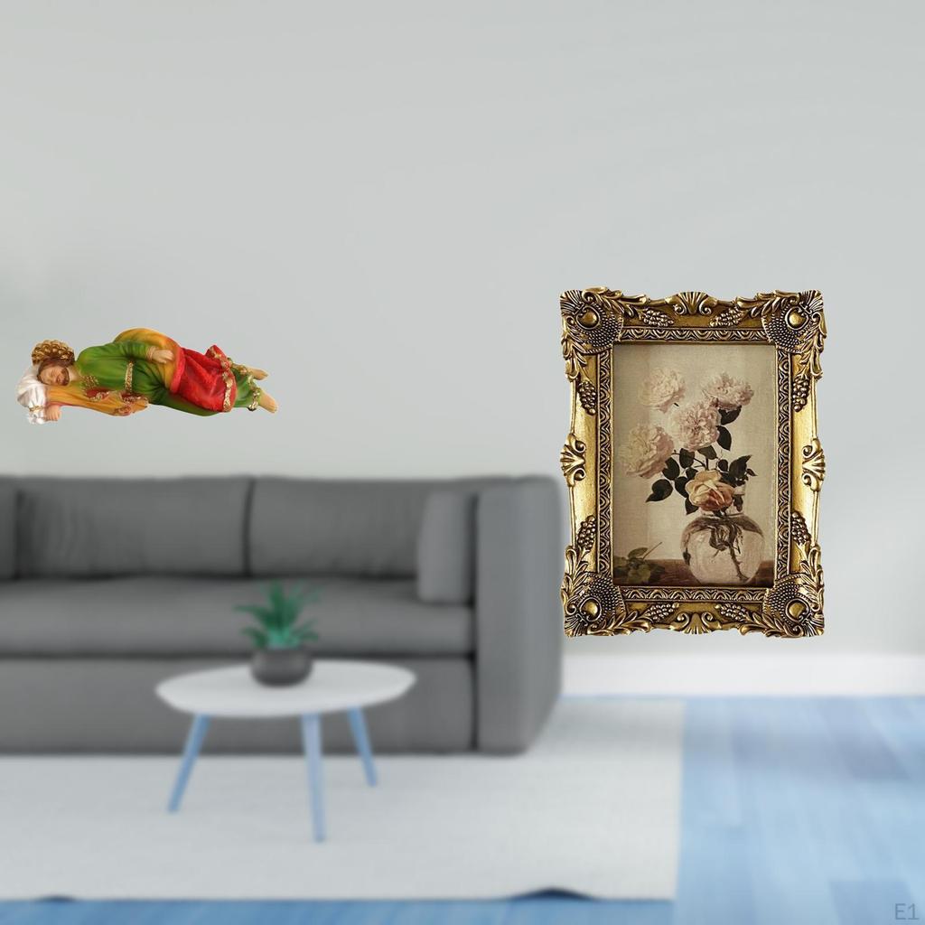 Resin Joseph Sculpture And Ornate Vintage Photo Frame Decorative Display for Tabletop Shelf Office