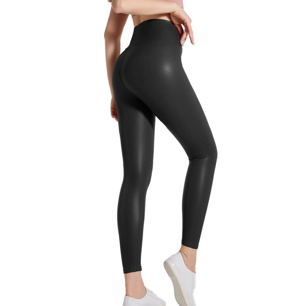 High-Waisted PU Leather Leggings - Autumn/Winter, Four-Way Stretch Outerwear