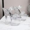 Fashion 17cm New Sexy Design Personality Heel Slippers Ladies Slippers Clear PVC Transparent Casual Square High Heel Platform Slippers